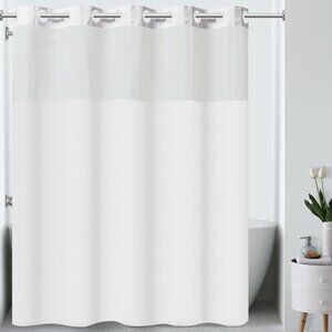 Hookless Plainweave White Shower Curtain